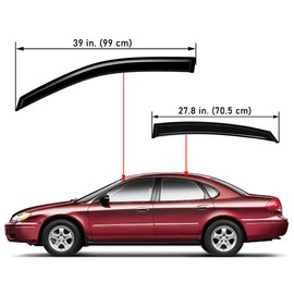 Lightronic WV94847 Outside-Mount Side Window Visor Deflector Rain Guard, Dark Smoke, 4-Pieces Set, Fits 1996-2007 Ford Taurus Sedan
