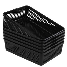 Hespapa Plastic File Baskets, Black A4 Paper Basket Trays, 6 Packs