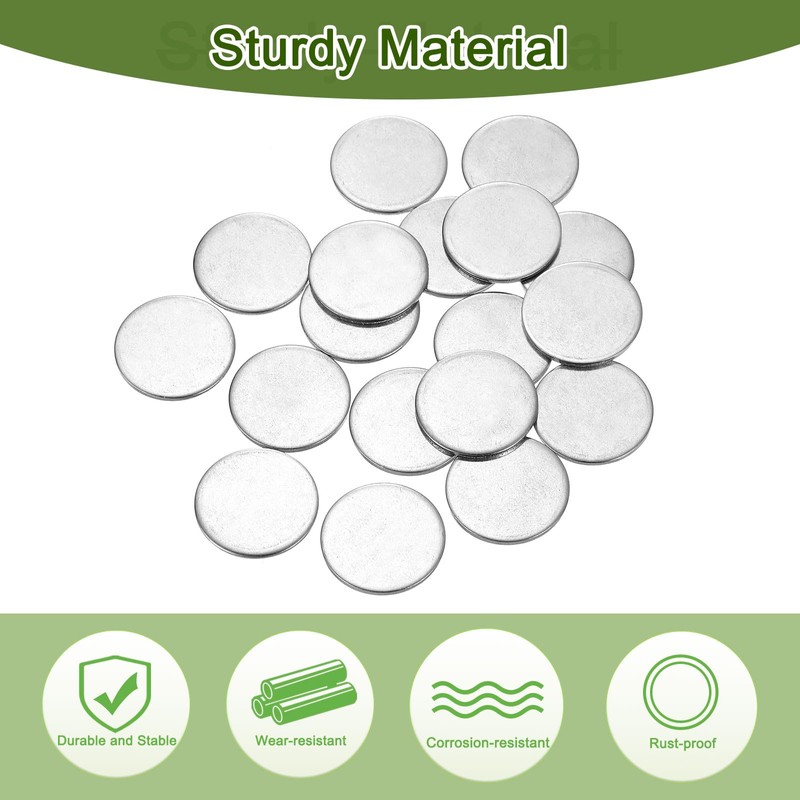 sourcing map 60Pcs Stainless Steel Disc, 7/8"(22mm) Dia 0.05"(1.2mm) Thick