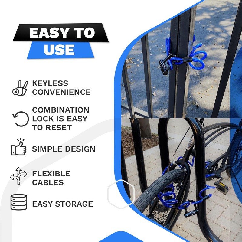 DocksLocks Anti Theft Steel Cable U-Lock, 25ft, Weatherproof, Cut Proof,