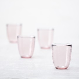 Los Cabos Glass Dinnerware and Drinkware Collection Pink 10 Ounce Tumbler (Set of 4)