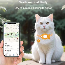 Breakaway Cat Collar, 8-12 in Adjustable Buckle Kitten Collars with Bells & Flower Pendants for Small Pet (Orange)