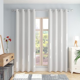 Curtains 92 inches Long Greyish White Living Room Darkening Window Curtain Panels Triple Weave Solid Bedroom Basement 2 Panels Drapes Grommet Top 52"x92"