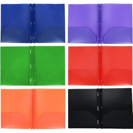Double Pocket Folder Walquicks 6 Packs Plastic Two Pocket Folders with Prongs, Heavy Duty Folders with 2 Pockets and 3 prongs, File Folders with 3 Metal Prong Fasteners, Letter Size, for School, Home