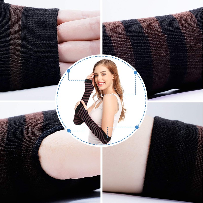 Bienvenu Punk Gothic Rock Long Arm Warmer Fingerless Gloves,Black Coffee