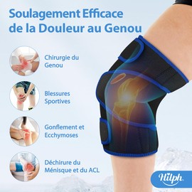 Hilph Large Knee Cooling Cuff, Full Length Cooling Pad Knee, Cooling Pads, Cooling Pack, Cooling Pack, Knee Replacement Surgery, Swelling, Knee Cooling Bandage – Black