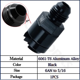 KUNTAUTOS -6AN Male Flare to 5/16" GM Quick Connect Fuel Rail Line Adapter Fitting with Thread Female LS Aluminum Black
