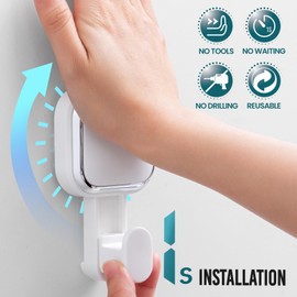 TAILI Heavy Duty Suction Cup Shower Hooks 4 Pack, Damage-Free Hanging Shower Hangers for Inside Shower Wall, Powerful Vacuum Suction Towel Hook, Loofah Holder, Easy to Install and Remove, White