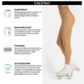 CALZITALY Women's Ice Skating Tights, Figure Skating Stockings, Opaque Women's Tights, 80 Denier, Scooter, Ice, Made in Italy, skin-coloured