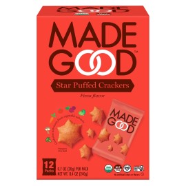 MadeGood Organic Pizza Puff Star Crackers 8.4 oz (Pack Of 4)