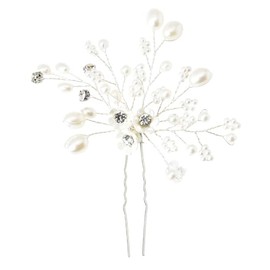 Bridal Flower Hair Pins Pearl Hair Piece Wedding Hair Clips for Women Hairpin with Flower Pearl Head Pieces Rhinestone Bridal Hair Clip Wedding Hair Pieces Hair Accessories for Brides
