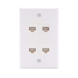 VCE Ethernet Wall Plate 4 Port (UL Listed) with Cat6 RJ45 Keystone Couplers Female to Female, RJ45 Inline Wall Jack Outlet, White