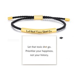 LIU JUN Remember Who The F You Are Motivational Tube Bracelet For Women, Adjustable Hand Bradied Wrap Stainless Steel To My Daughter/Best Friend Inspirational Gifts Jewelry, Medium, Nylon, no gemstone