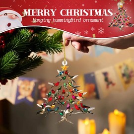 Hummingbird Christmas Ornament, Stacked Hummingbird Ornament for Christmas Tree, Colorful Hummingbirds Home Decor, Winter Hummingbirdes Christmas Tree Ornaments for Bird Lovers (5Pcs)