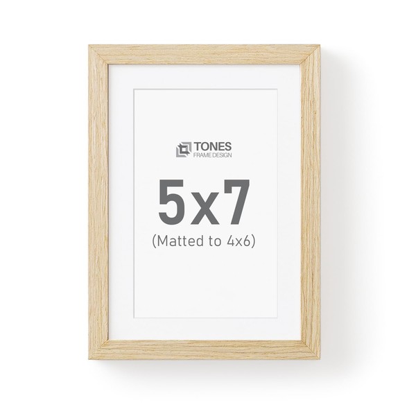 5x7 Picture Frame, 5x7 Frame Matted to 4x6, Wood Veneer