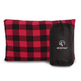 REDCAMP 30 x 40/50 cm Camping Pillow, Compressible, Camping Pillow, Soft Lightweight, Travel Cushion Cover Pillow, Outdoor, Small Cushion, Blue, Red, Grey, Green, Reusable (Red and Black)