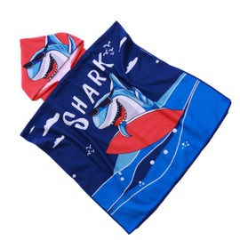 FEBE Bath Poncho Children's Surfing Shark Bath Towel with Hood Bathrobe for Toddlers