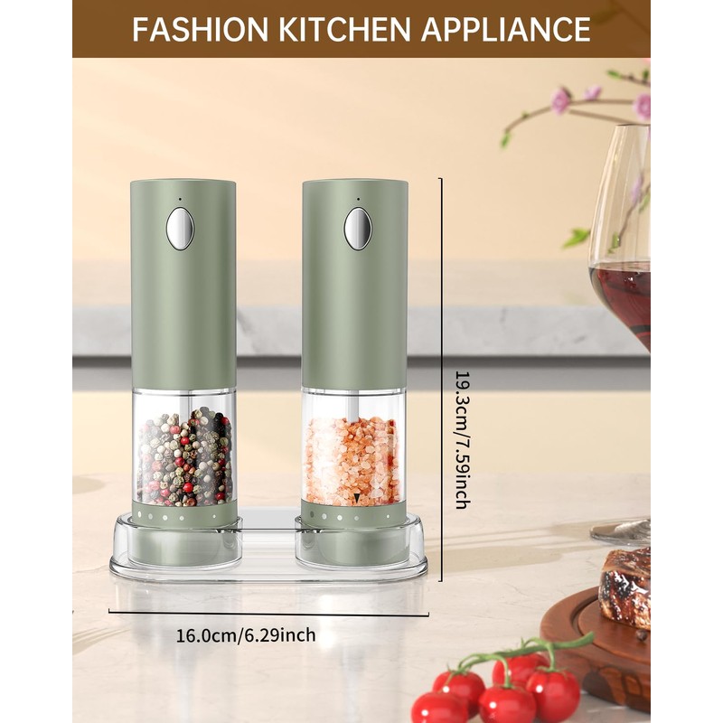 CIRCLE JOY Electric Salt and Pepper Grinder Set Rechargeable Salt