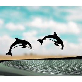 2-Pack Cute Dolphins Jumping Diving Vinyl Decal Sticker 3x3 Inches Dolphin Decals for Cars Windows Vehicles Front Mirror Dashboard Windshield