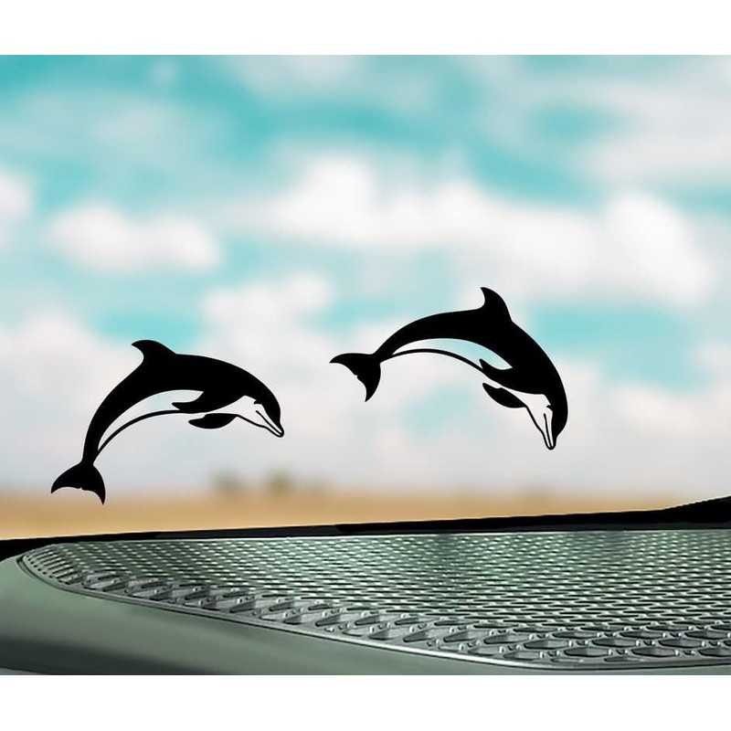 2-Pack Cute Dolphins Jumping Diving Vinyl Decal Sticker 3x3 Inches
