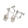 VingTAINE E2-34 Stone x Freshwater Pearl Flower Earrings, Cubic Zirconia,