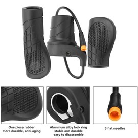AaiLucky Half Twist Throttle for EBike, Electric Bike Throttle Grip, 20X E Bike Motorcycle Scooter Thumb Throttle with 3 Pin Waterproof Plug, Right Handle Speed Accelerator, 24V-72V