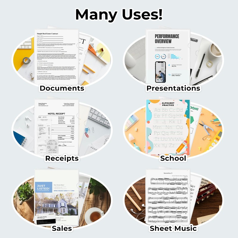 Dunwell Clear Folders for Documents, Plastic 8.5x11 File Sleeves for