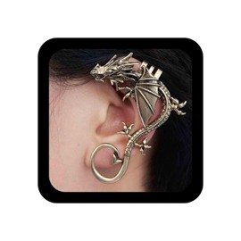 Allereya Vintage Dragon Stud Earrings Antique Dragon Cartilage Earrings Dragon Clip On Earrings Gold Dragon Stud Earrings Jewellery for Women and Girls (Gold)