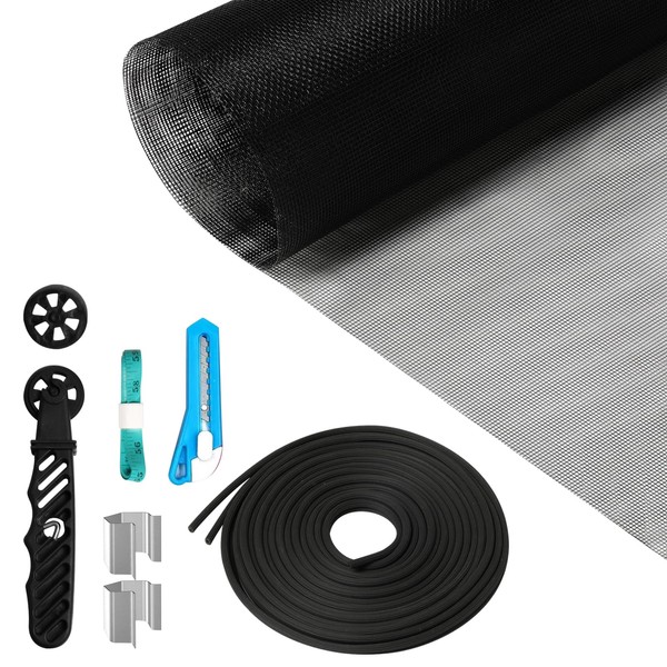 Window Screen Repair Kit, 48"x118" Screen Door Mesh Replacement Kit,