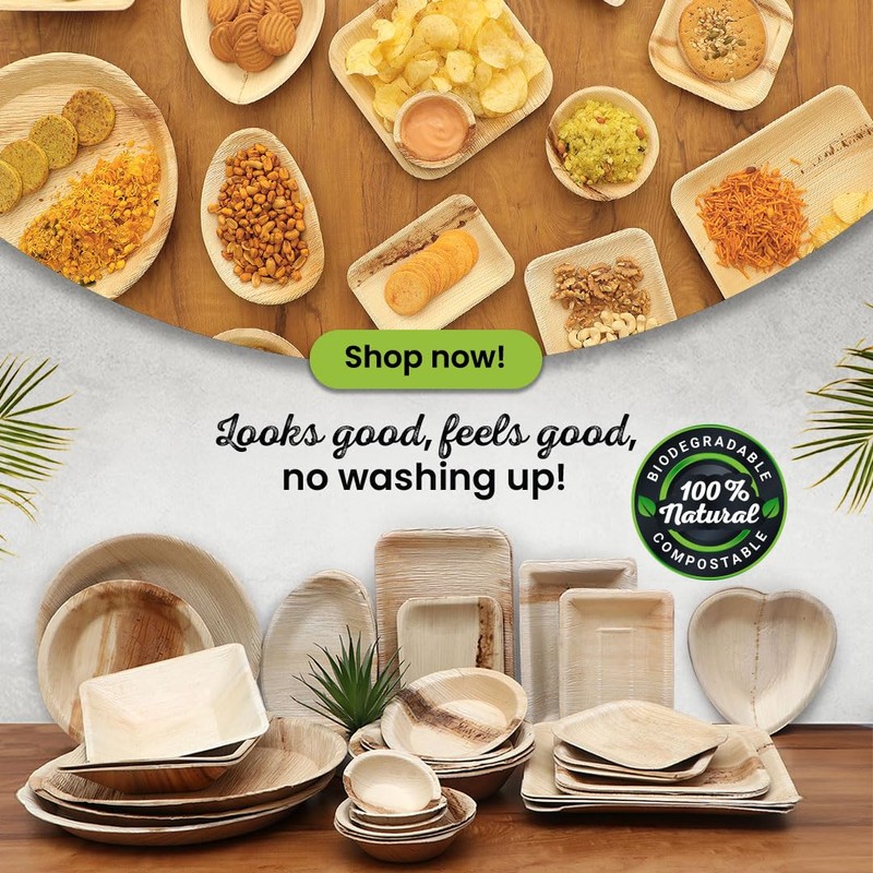 ECO Leaf 50 Disposable Palm Leaf Bowls 3”(9cm) Round Compostable