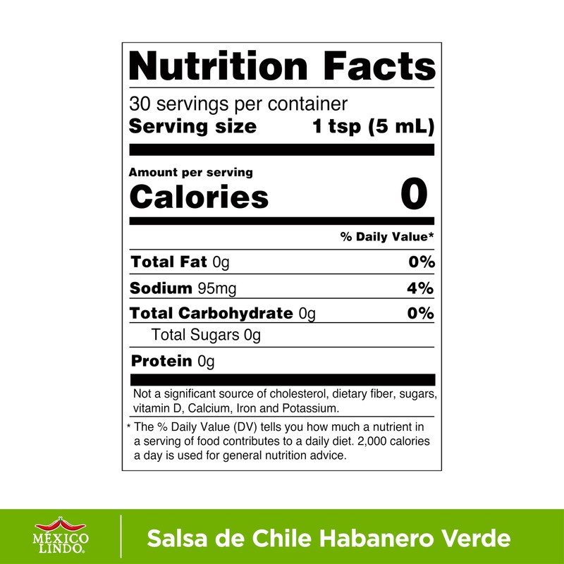 Mexico Lindo Green Habanero Hot Sauce, Real Green Habanero, 5