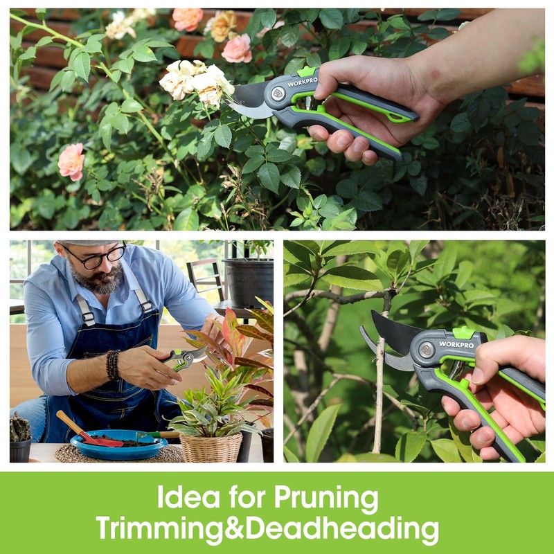 WORKPRO Bypass Pruning Shears, 8’’ Stainless Steel Gardening Hand Pruner,