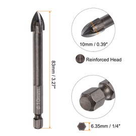 HARFINGTON 25pcs Titanium Coated Masonry Drill Bit, 10mm Concrete Drill Bits Ceramic Tile Drill Bit with 1/4" Hex Shank for Ceramic Tile Marble Mirror Glass Concrete Brick Plastic Wood