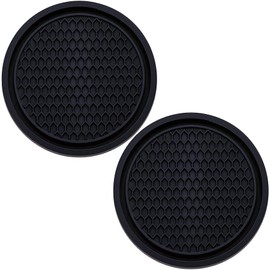 MEAJOO 2PCS Car Cup Holder Coaster, Universal Auto Non-Slip Cup Holder Coaster, 2.75In Universal Non-Slip Recessed Car Interior Accessories (Black)