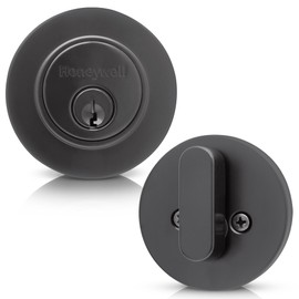 Honeywell Safes & Door Locks Matte Black Single Cylinder Heavy-Duty Deadbolt – ANSI Grade 3 Certified, Anti-Pick, Anti-Bump, Adjustable Latch, Easy DIY Installation - 8112709