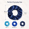 6-Pack Blue Satin Hair Scrunchies, Wide Pleated Design, Secure Hold
