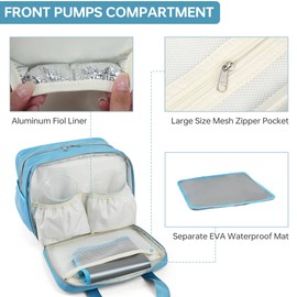 GEMIU Breastmilk Cooler Bag with Ice Pack,Fits 6 Baby Bottles Up to 9 Ounce Breast Milk Cooler Travel Bag Compatible with Wearable Breast Pumps & Accessories for Nursing Mom Daycare Blue