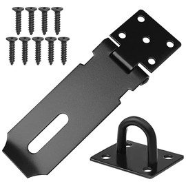 1 Piece Heavy-Duty Shed Lock Buckle, Door Padlock Hasp, Stainless Steel Padlock Hasp, Shed Lock Hasp Shed Door Latch Heavy Duty Gate Lock Latch Hasp and Staple for Door Window Cabinet (Black)
