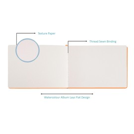 Watercolour Sketchbook Premium 300gsm /140lb 100% Cotton Paper 24 Sheets Off-White Cold-Pressed Sewn Binding 4.7" X 4.7" Album for Artists & Beginners Wet Media and Mixed Techniques-Linen Fabric Beige