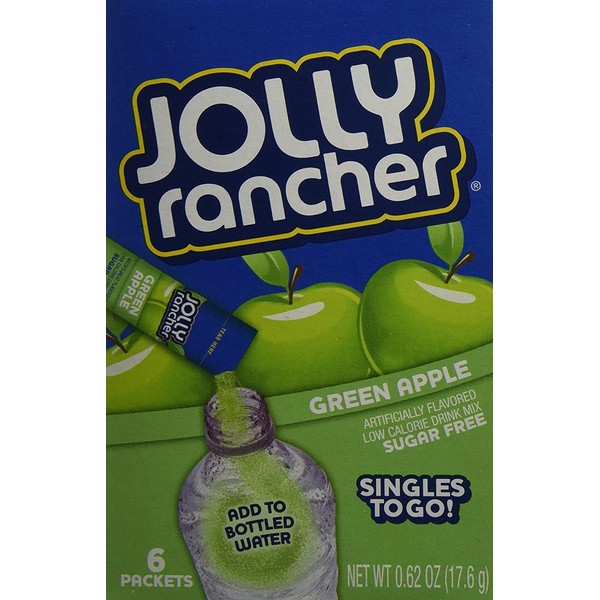 Jolly Rancher Drink Mix Green Apple -- 6 Boxes (36 Singles To Go Packs Total)