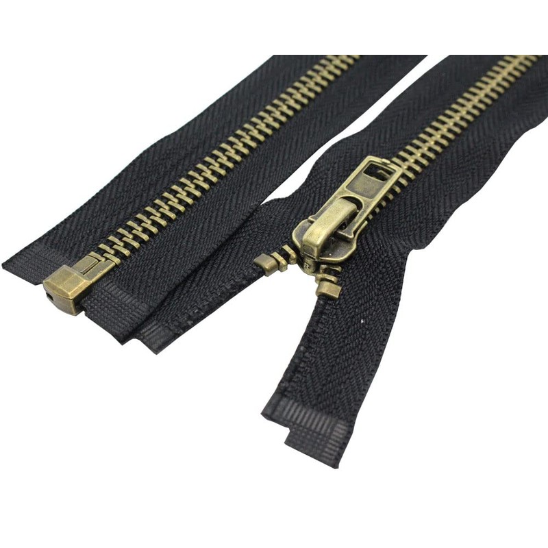 MebuZip #8 32 Inch Antique Brass Teeth Separating Jacket Zipper