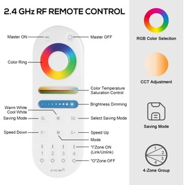 XXK LM091 4-Zone 2.4G RF Remote Control Compatible with RGBW CCT RGB LED Dimming Controller, Touch Screen 4 Channel 99ft Group Control