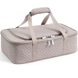 MIAOJIE Insulated Casserole Carrier - Rectangular Texture Portable Casserole Carrier for Hot or Cold Food Lunch Tote Warmer or Cooler Bag, Lasagna Lunch Bag for Parties- Fits 9" x 13" Baking Dish-Grey