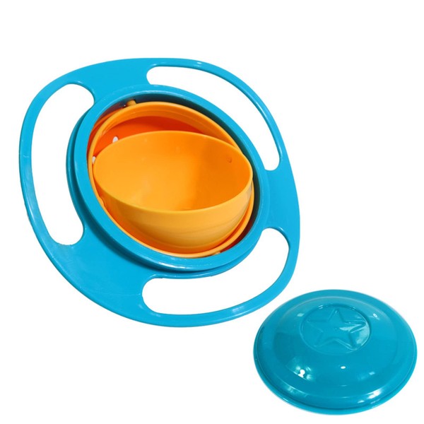 DZCYAOHL 360 Degrees Gyro Bowl,Unspillable Snack Toddler Bowl, Universal Anti Spill Bowl, Magic Gyro Bowl Anti Spill Baby Bowl, Magic Bowl for Babies Kids (Blue)