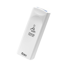 TCELL Push 256GB USB 3.2 Gen1(3.1/3.0) USB Flash Drive Read Speed up to 100MB/s, Retractable Design Memory Stick, White