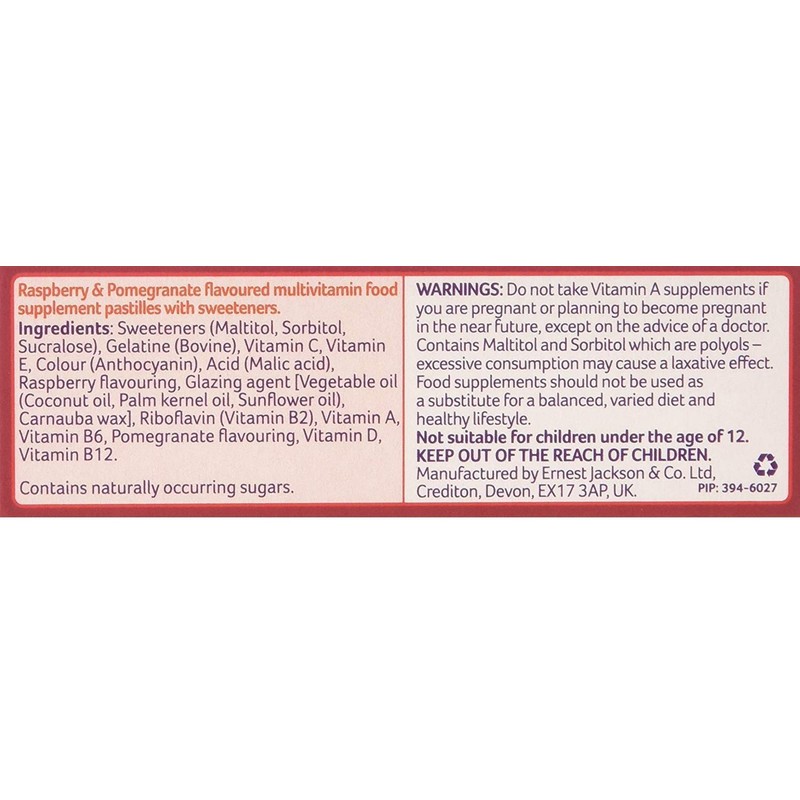 3 X Bassetts Raspberry and Pomegranate Adult Multivitamin Chewies -