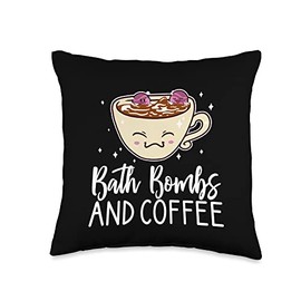 Bath Bombs and Coffee Lover Relaxing Bubble Apparel Clothing Throw Pillow
