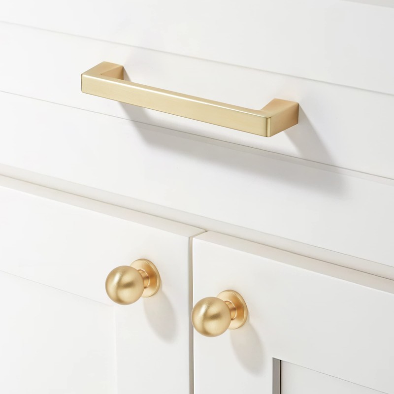 khtumeware 6 Pack 5 Inch(128mm) Kitchen Cabinet Handles Brushed Gold,Brushed