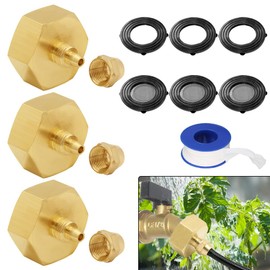 Uenede 3PCS Brass Faucet Adapter, 3/4"GHT Female to 1/4" Tube, Convert US Standard Garden Hose to 1/4" Tubing for Water Hose, with Extra Gaskets