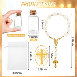 Nlicrst 36 Sets Holy Water Bottle for Baptism Favors Guests, with Catholic Holy Water Container Rosary Beads Cross & Organza Bag for Church Christening First Communion Gifts Jerusalem Wedding (20 ml)